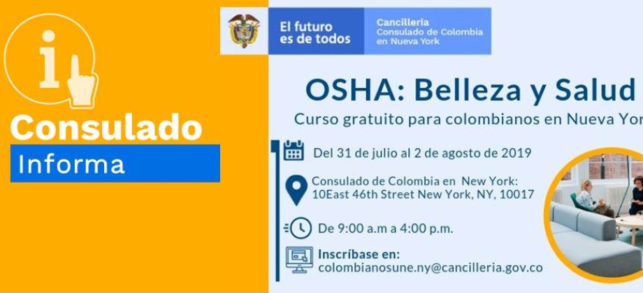 OSHA: Belleza y Salud, una oportunidad que articula el Consulado en Nueva York para que los colombianos se certifiquen en estos temas