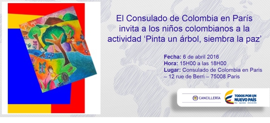 El Consulado de Colombia en París invita a los niños colombianos a la actividad ‘Pinta un árbol, siembra la paz’
