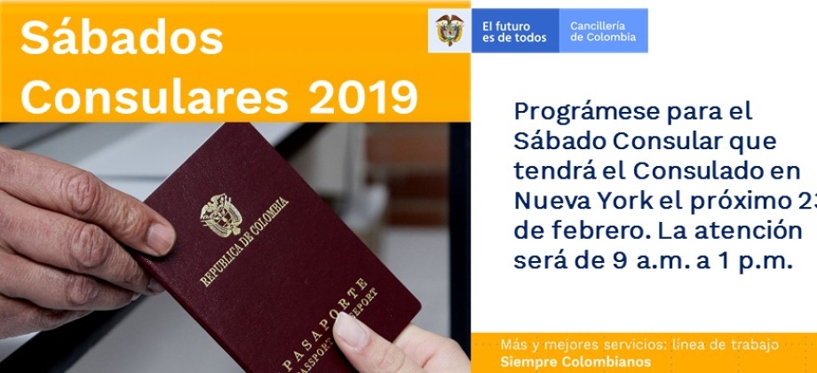 Prográmese para el Sábado Consular que tendrá el Consulado en Nueva York el próximo 23 de febrero