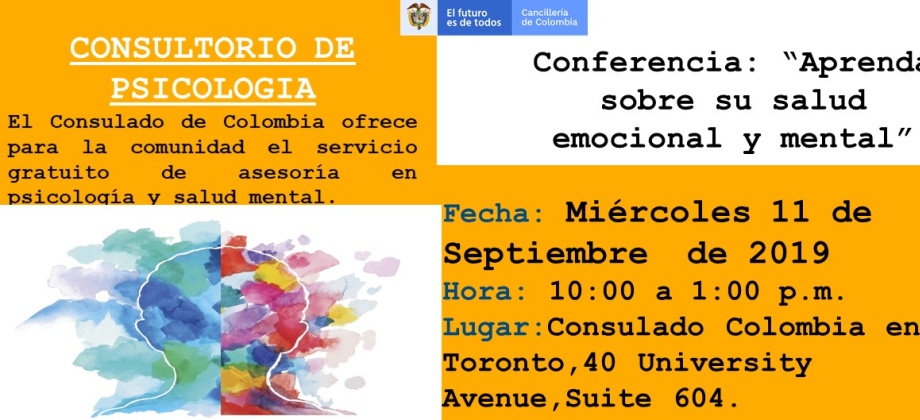 Consulado de Colombia en Toronto invita a la conferencia “Aprenda sobre su salud emocional y mental” 