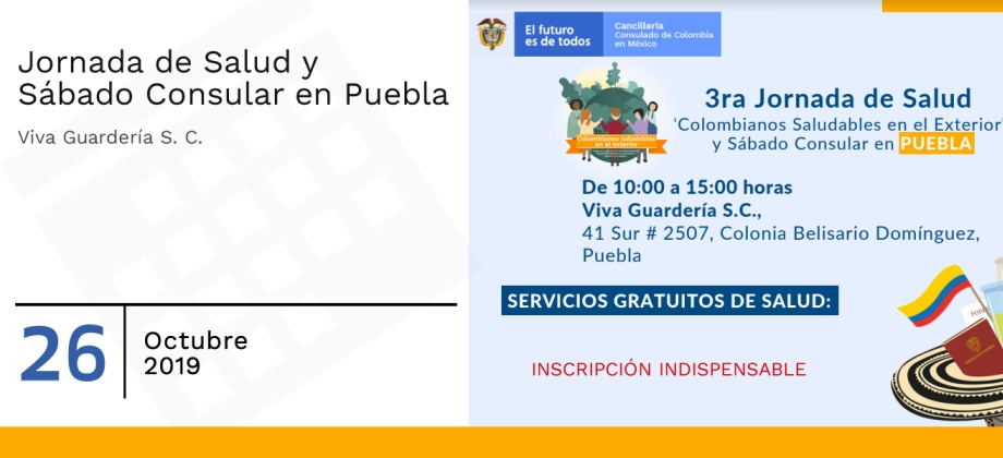 La tercera Jornada de Salud “Colombianos saludables en el exterior” se desarrollará este sábado 26 de octubre de 2019