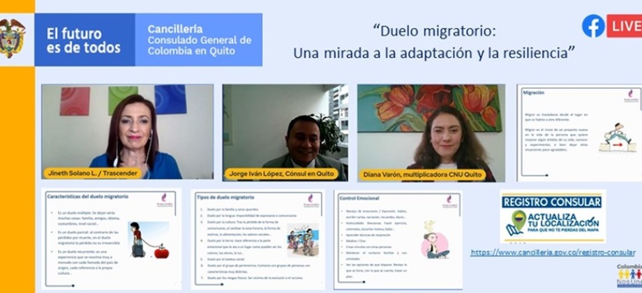 Conferencia Virtual: Duelo migratorio: Una mirada a la adaptación y la resiliencia