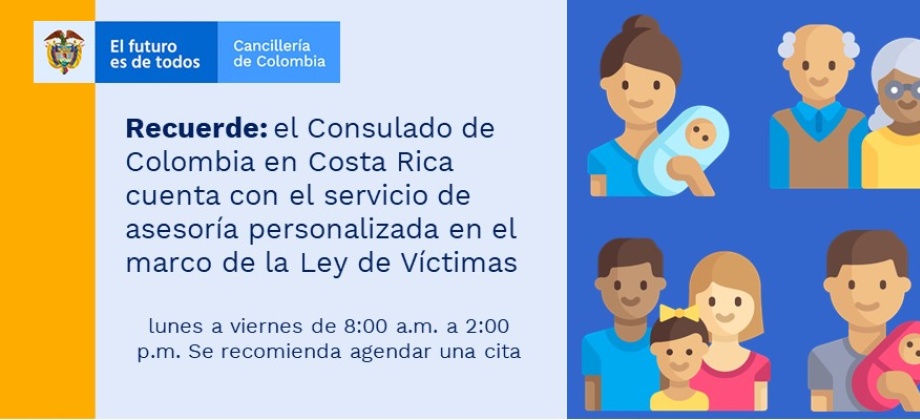 Consulado de Colombia en Costa Rica cuenta con el servicio de asesoría personalizada en el marco de la Ley de Víctimas