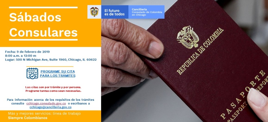 Consulado de Colombia en Chicago realizará una jornada de sábado consular el 9 de febrero de 2019