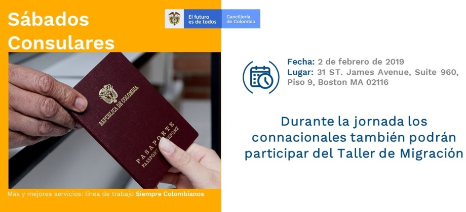 Sábado Consular y el Taller de Migración este 2 de febrero en el Consulado de Colombia 