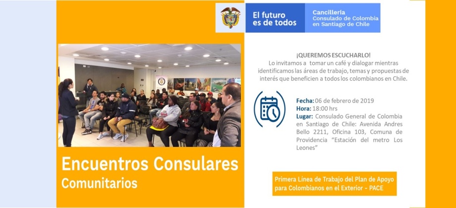 El Consulado de Colombia lo invita a participar en el primer Encuentro Comunitario en Santiago de Chile