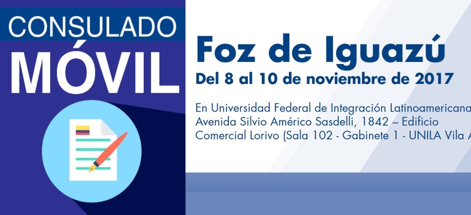 El Consulado de Colombia en Sao Paulo realizará Consulado Móvil en Foz de Iguazú, del 8 al 10 de noviembre de 2017