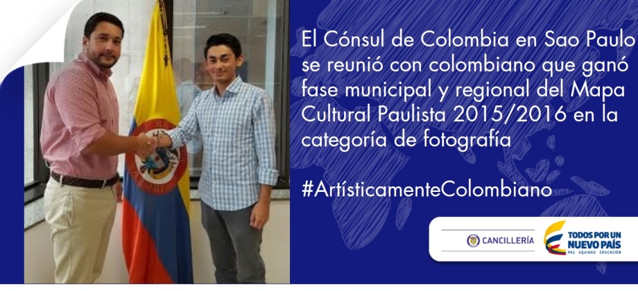 El Cónsul de Colombia en Sao Paulo se reunió con colombiano que ganó fase municipal y regional del Mapa Cultural Paulista 2015/2016 en la categoría de fotografía