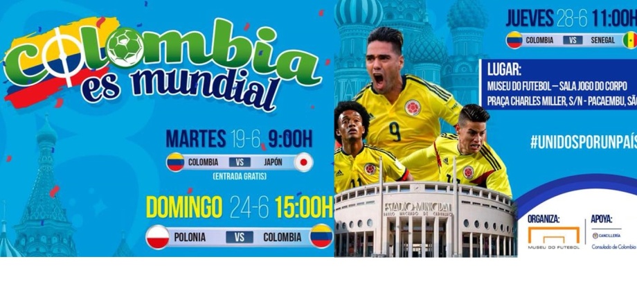 El Consulado de Colombia en São Paulo y el Museu do Futebol invitan a ver los partidos de la selección Colombia en pantalla gigante