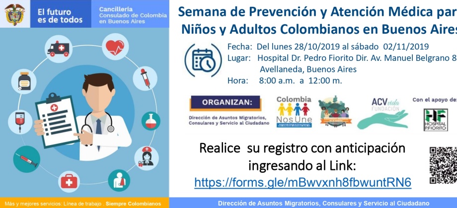 Fechas de Semana de Prevención y Atención Médica para Niños y Adultos Colombianos en Buenos Aires