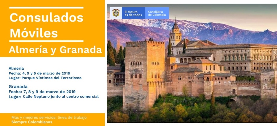 ¡Atención! Vuelven los consulados móviles. En esta oportunidad se trasladará a las ciudades de Almería y Granada desde el 4 hasta el 9 de marzo