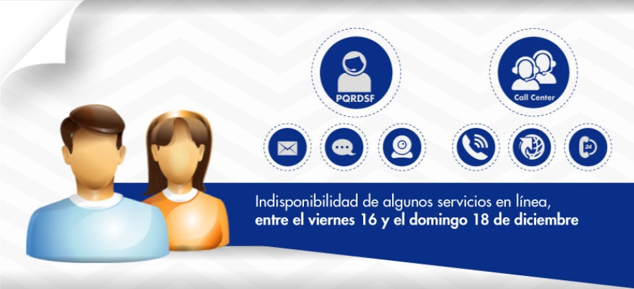 Indisponibilidad de servicios en línea, entre el viernes 16 y el domingo 18 de diciembre