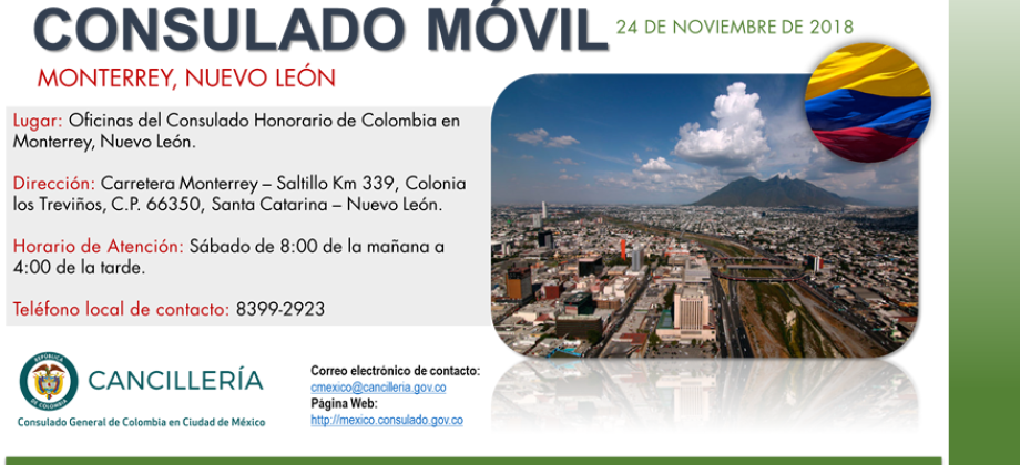 Consulado Móvil se trasladará a Monterrey, Nuevo León el 24 de noviembre