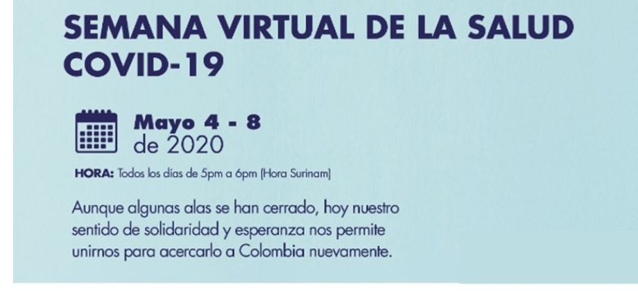 Embajada de Colombia en Trinidad y Tobago invitan a los connacionales que están en Surinam a participar Participe de la Semana Virtual de la Salud 