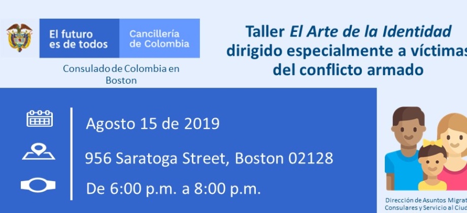 Consulado de Colombia en Boston invita al taller El Arte de la Identidad dirigido especialmente a víctimas
