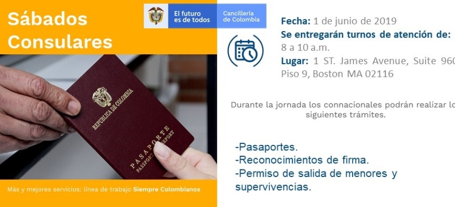 Tenga en cuenta las recomendaciones del Consulado de Colombia para la jornada del Sábado Consular del 1 de junio de 2019