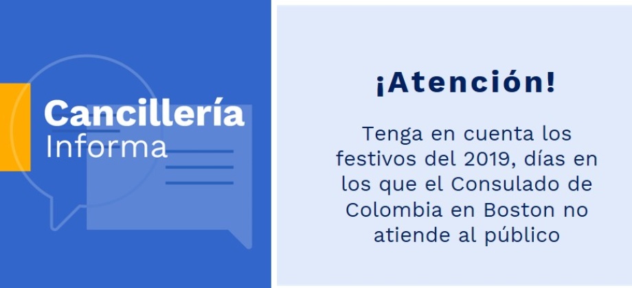 Días en los que el Consulado de Colombia en Boston no atiende al público