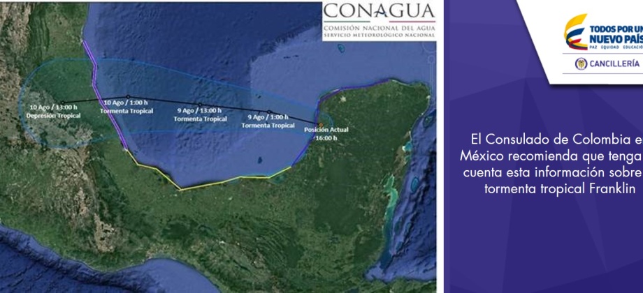 El Consulado de Colombia en México recomienda que tenga en cuenta esta información sobre la tormenta tropical Franklin