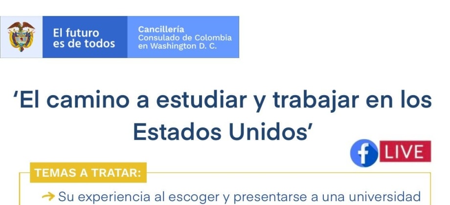 Facebook Live del próximo 10 de diciembre: "El camino a estudiar y trabajar en los Estados Unidos"