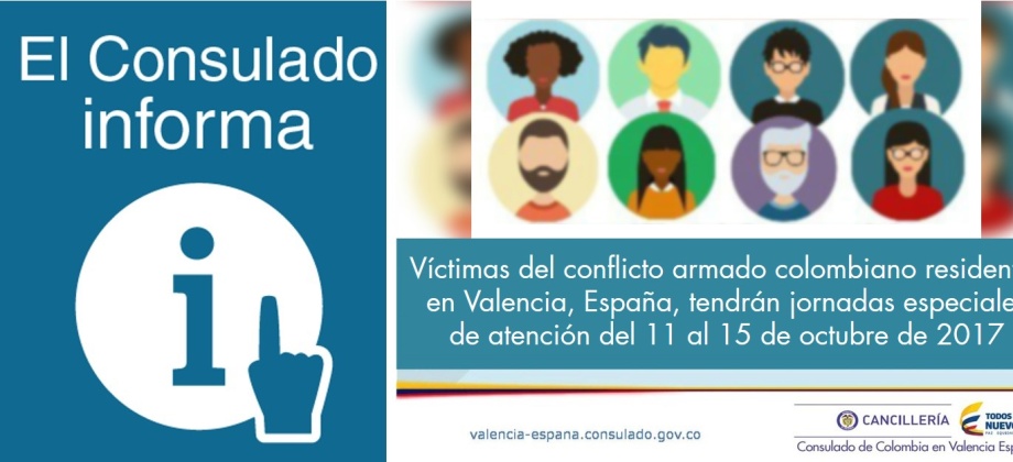 Víctimas del conflicto armado colombiano residentes en Valencia, España, tendrán jornadas especiales de atención del 11 al 15 de octubre de 2017