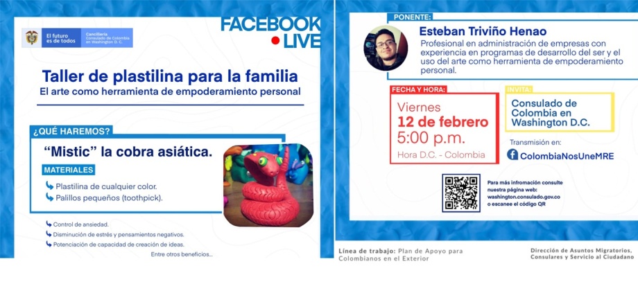 El Consulado de Colombia en Washington D.C. invita al Taller de plastilina para la familia: El arte como herramienta de empoderamiento personal