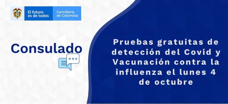 Pruebas gratuitas de detección del Covid y Vacunación contra la influenza el lunes 4 de octubre