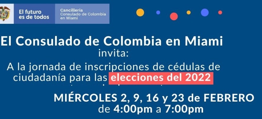 Todos los miércoles de febrero se realiza jornadas de inscripción de cédulas en el Consulado de Colombia 