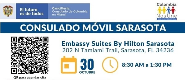 Jornada de Consulado Móvil en Sarasota el 30 de octubre 