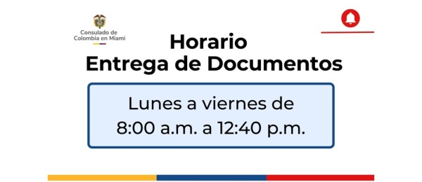 El Consulado de Colombia en Miami informa el nuevo horario de entrega de documentos