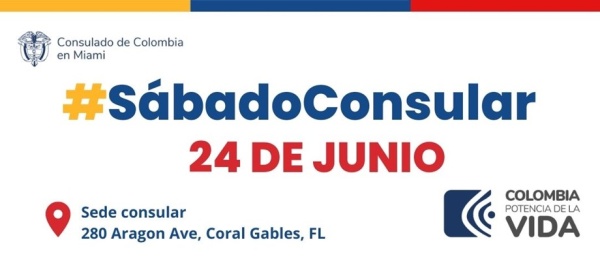 Jornada de Sábado Consular el 24 de junio en el Consulado de Colombia en Miami