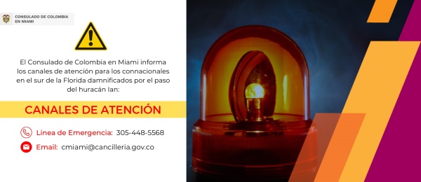 El Consulado de Colombia en Miami abre sus canales de atención a los connacionales en el sur de la Florida damnificados por el huracán Ian