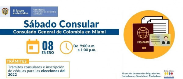 Jornada de Sábado Consular este 8 de enero de 9:00 a.m. a 1:00 p.m.