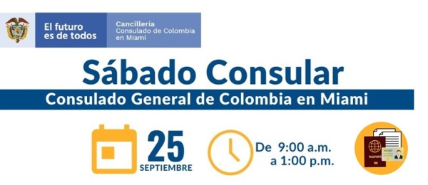 Jornada de Sábado Consular este 25 de septiembre en el Consulado de Colombia 