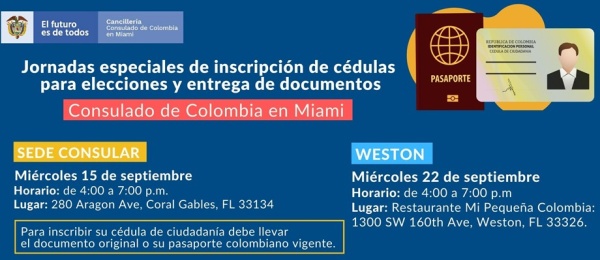 Jornadas Especiales de Inscripción de Cédulas para Elecciones y Entrega de Documentos en el Consulado de Colombia 